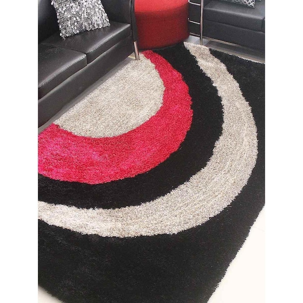 Jensendistributionservices 4 x 6 ft. Hand Tufted Shag Polyester Geometric Rectangle Area Rug, Multi Color - MI1552362