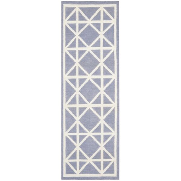 Safavieh Dhurries Hand Woven Flat Weave Rectangle Rug- Purple - Ivory- 2 Ft. 6 In. X 12 Ft. - DHU558B-212