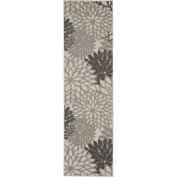 Homeroots 2 x 8 ft. Silver & Gray Indoor & Outdoor Runner Rug - 384693
