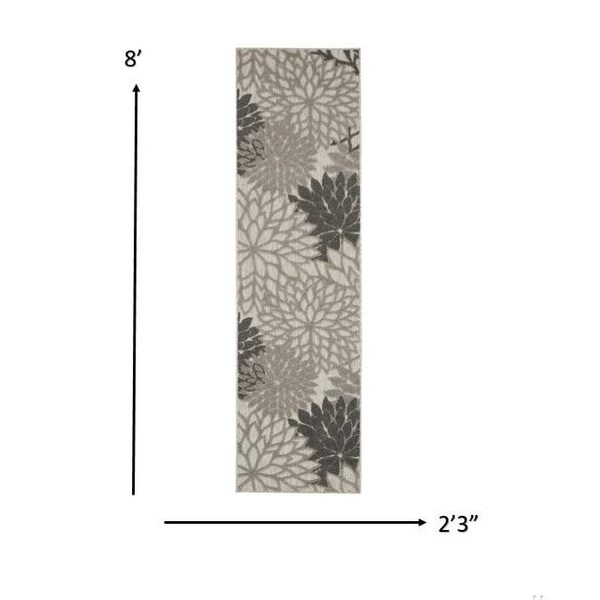Homeroots 2 x 8 ft. Silver & Gray Indoor & Outdoor Runner Rug - 384693