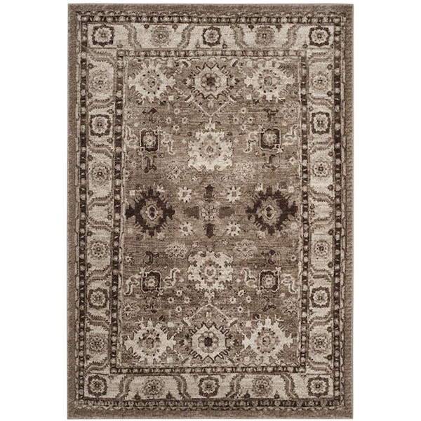 Flowers First 4 x 6 ft. Vintage Hamadan Power Loomed Area Rug, Taupe - Small Rectangle - FL1881793