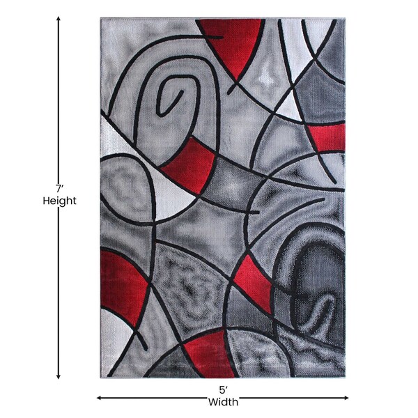 Flash Furniture Red 5' x 7' Abstract Design Accent Area Rug - ACD-RGTRZ860-57-RD-GG