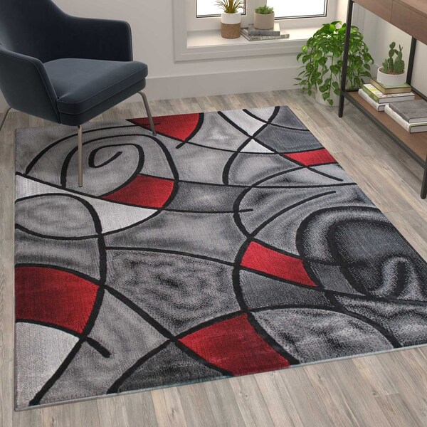 Flash Furniture Red 5' x 7' Abstract Design Accent Area Rug - ACD-RGTRZ860-57-RD-GG