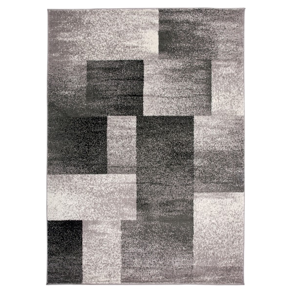 World Rug Gallery Modern Distressed Boxes 3'3'' x 5' Gray - 956GRAY3X5