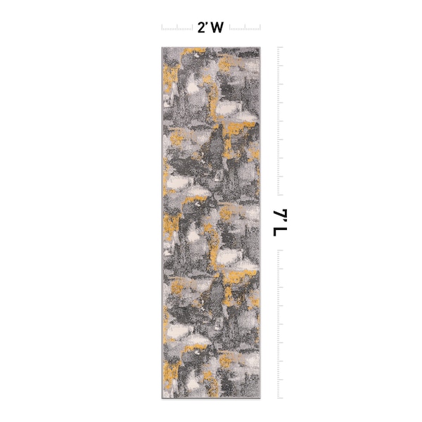 World Rug Gallery Brighton Modern Abstract Runner Rug 2'x7' Yellow - 4056YELLOW2X7