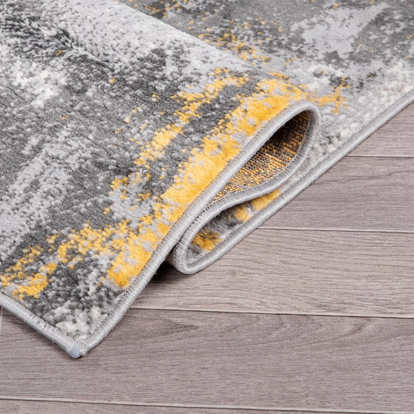 World Rug Gallery Brighton Modern Abstract Runner Rug 2'x7' Yellow - 4056YELLOW2X7