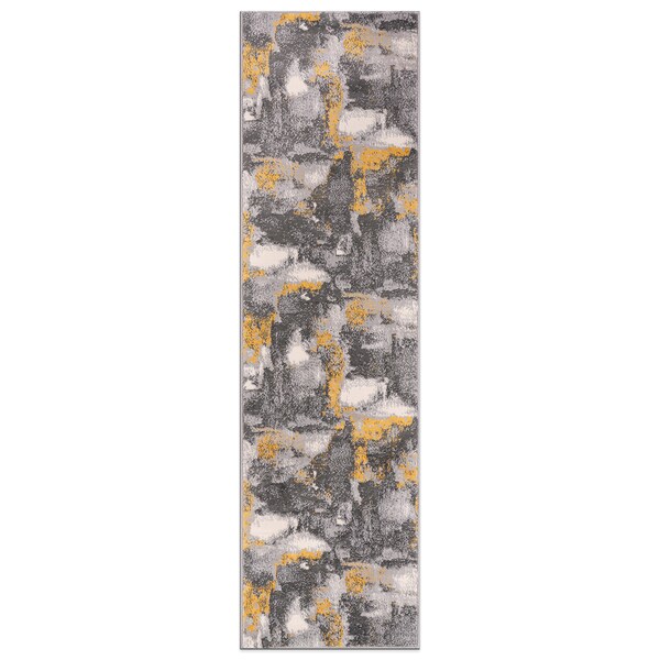 World Rug Gallery Brighton Modern Abstract Runner Rug 2'x7' Yellow - 4056YELLOW2X7