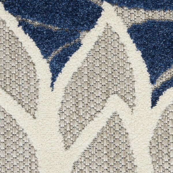 Homeroots 2 x 10 ft. Ivory & Navy Indoor & Outdoor Runner Rug - 384827