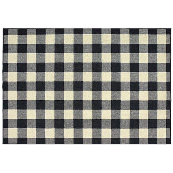 Configuracion Marina Indoor Outdoor Outdoor Geometric Rectangle Area Rug, Black - 6 ft. 7 in. x 9 ft. 6 in. - CO1864954