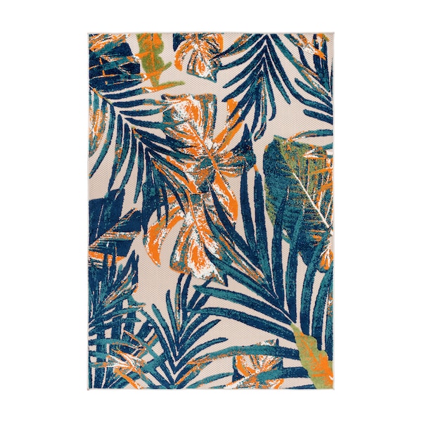 World Rug Gallery Tropical Leaves Indoor/Outdoor Area Rug 5' x 7' Multi - 8012MULTI5X7