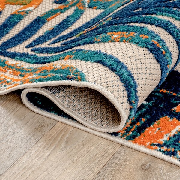 World Rug Gallery Tropical Leaves Indoor/Outdoor Area Rug 5' x 7' Multi - 8012MULTI5X7