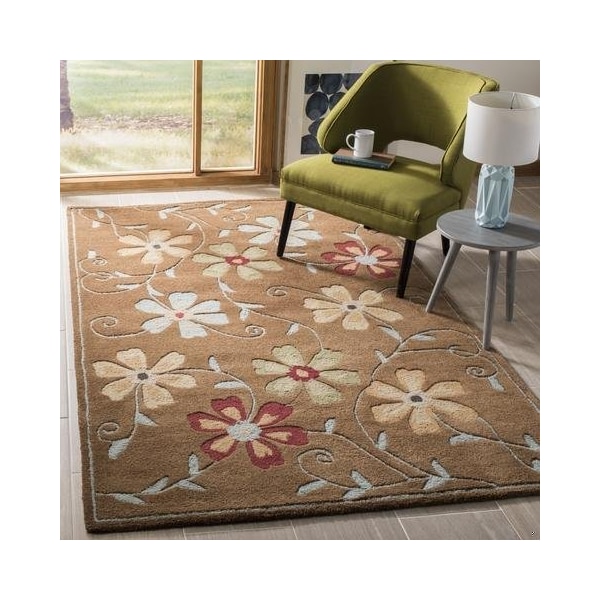 Safavieh 2 x 3 ft. Accent Country and Floral Blossom- Camel and Multi Hand Hooked Rug - BLM784B-2