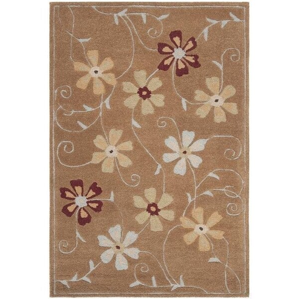 Safavieh 2 x 3 ft. Accent Country and Floral Blossom- Camel and Multi Hand Hooked Rug - BLM784B-2