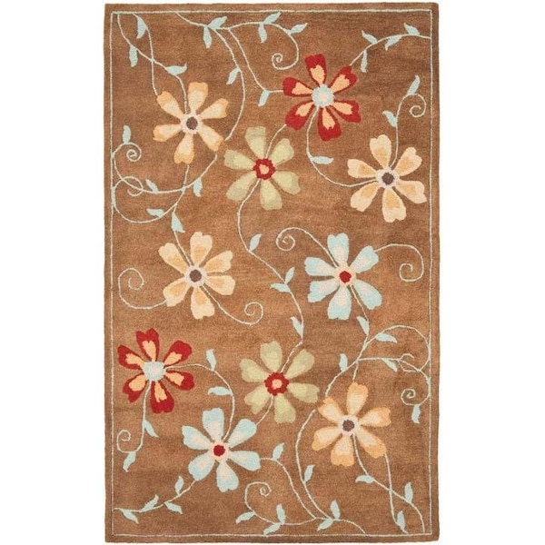 Safavieh 2 x 3 ft. Accent Country and Floral Blossom- Camel and Multi Hand Hooked Rug - BLM784B-2