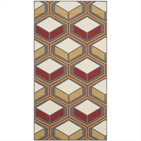 Safavieh 2 Ft. - 7 In. X 5 Ft. Small Rectangle- Indoor - Outdoor Hampton Dark Grey And Rust Power Loomed Rug - HAM512CD-3