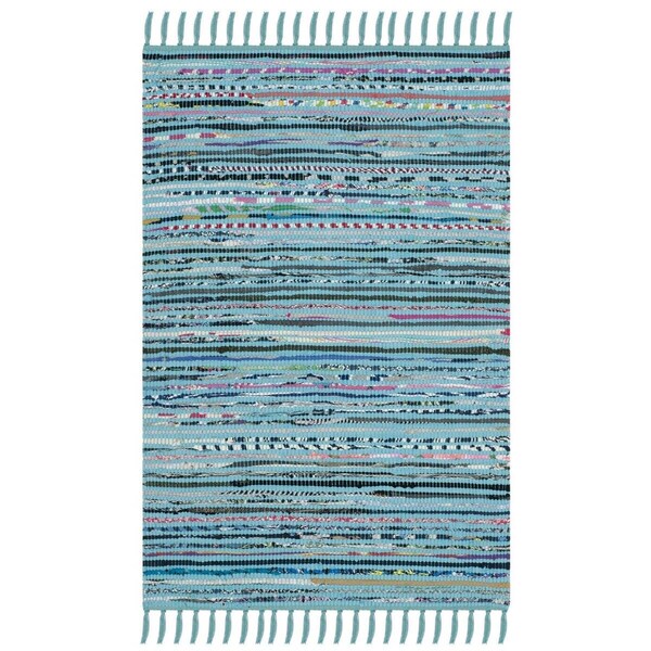 Safavieh Rag Rectangle Hand Woven Rug, Turquoise and Multi Color- 3 x 5 ft. - RAR125C-3