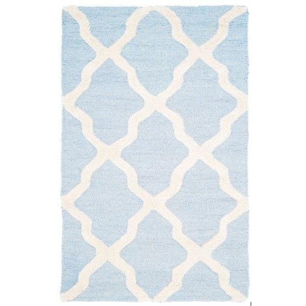 Safavieh 5 x 8 ft. Medium Rectangle Transitional Cambridge- Light Blue and Ivory Hand Tufted Rug - CAM121A-5