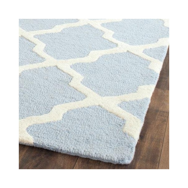 Safavieh 5 x 8 ft. Medium Rectangle Transitional Cambridge- Light Blue and Ivory Hand Tufted Rug - CAM121A-5