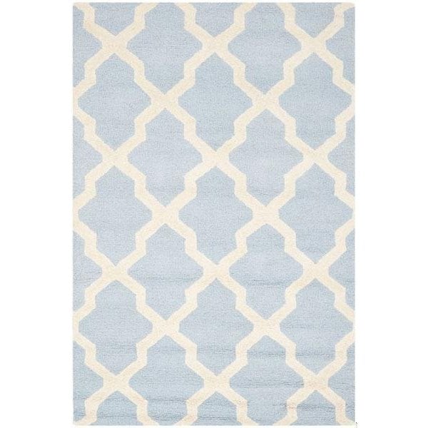 Safavieh 5 x 8 ft. Medium Rectangle Transitional Cambridge- Light Blue and Ivory Hand Tufted Rug - CAM121A-5