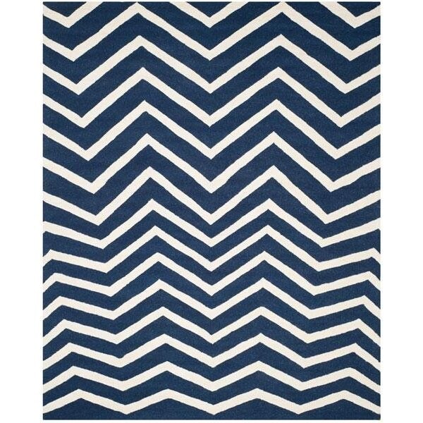 Safavieh Cambridge Hand Tufted Rectangle Rug- Navy - Ivory- 2 ft. 6 in. x 6 ft. - CAM714M-26