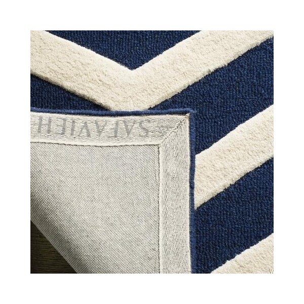 Safavieh Cambridge Hand Tufted Rectangle Rug- Navy - Ivory- 2 ft. 6 in. x 6 ft. - CAM714M-26