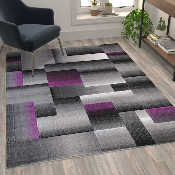 Flash Furniture Purple 5' x 7' Modern Color Blocked Area Rug - ACD-RGTRZ861-57-PU-GG