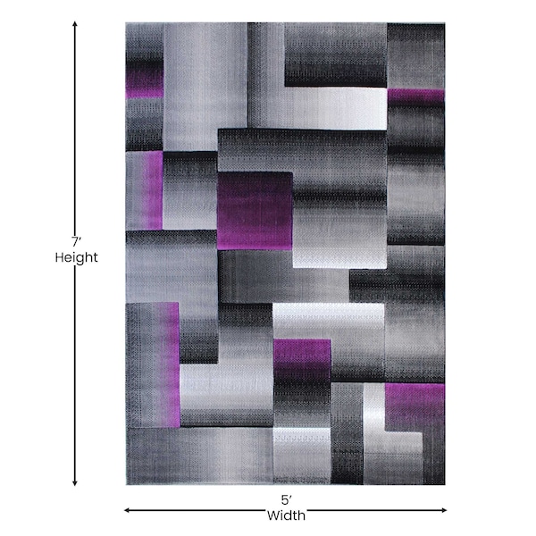 Flash Furniture Purple 5' x 7' Modern Color Blocked Area Rug - ACD-RGTRZ861-57-PU-GG
