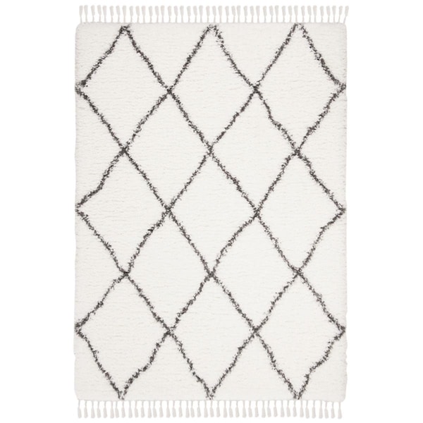 Safavieh 5 ft. 3 in. x 7 ft. 6 in. Flokati 300 Rectangle Rug Ivory & Dark Gray - FLK313A-5