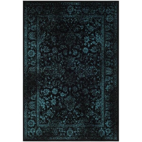 Safavieh Adirondack Power Loomed Small Rectangular Area Rug, Black and Teal - 4 x 6 ft. - ADR109K-4