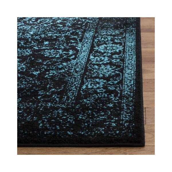 Safavieh Adirondack Power Loomed Small Rectangular Area Rug, Black and Teal - 4 x 6 ft. - ADR109K-4