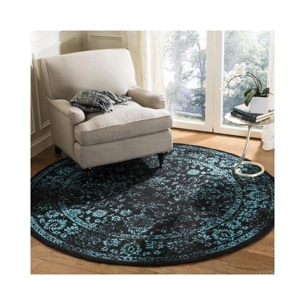 Safavieh Adirondack Power Loomed Small Rectangular Area Rug, Black and Teal - 4 x 6 ft. - ADR109K-4