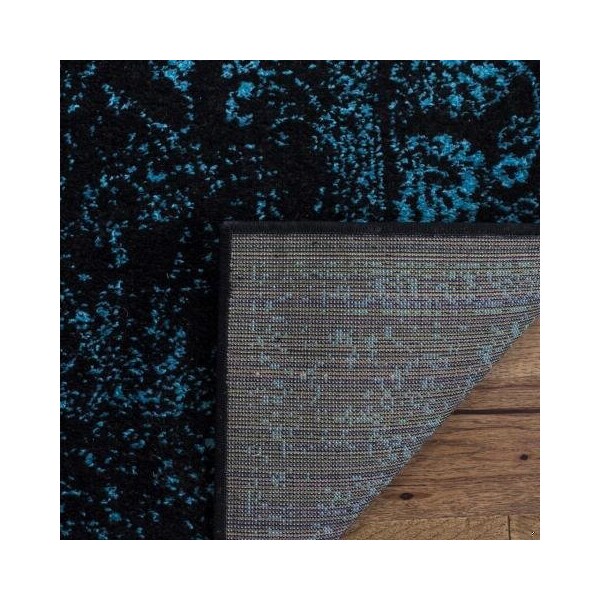 Safavieh Adirondack Power Loomed Small Rectangular Area Rug, Black and Teal - 4 x 6 ft. - ADR109K-4