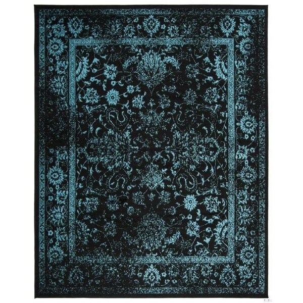 Safavieh Adirondack Power Loomed Small Rectangular Area Rug, Black and Teal - 4 x 6 ft. - ADR109K-4