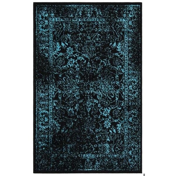Safavieh Adirondack Power Loomed Small Rectangular Area Rug, Black and Teal - 4 x 6 ft. - ADR109K-4