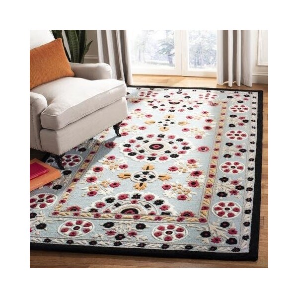 Safavieh Bellagio Hand Tufted Rectangle Rug, Light Blue and Black - 3 x 5 ft. - BLG628B-3
