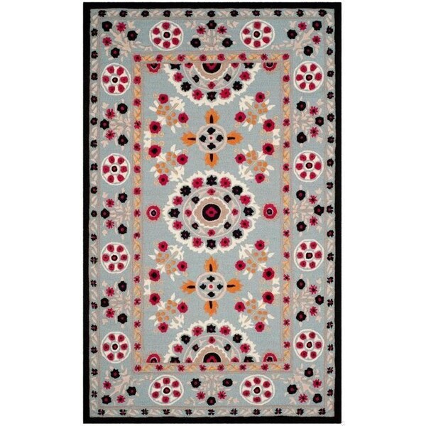 Safavieh Bellagio Hand Tufted Rectangle Rug, Light Blue and Black - 3 x 5 ft. - BLG628B-3