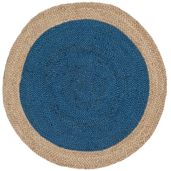 Safavieh 4 x 4 ft. Natural Fiber Round Area RugBlue & Beige - NFB116M-4R
