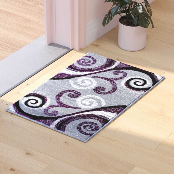 Flash Furniture Purple 2' x 3' Distressed Abstract Area Rug - OKR-RG1100-23-PU-GG