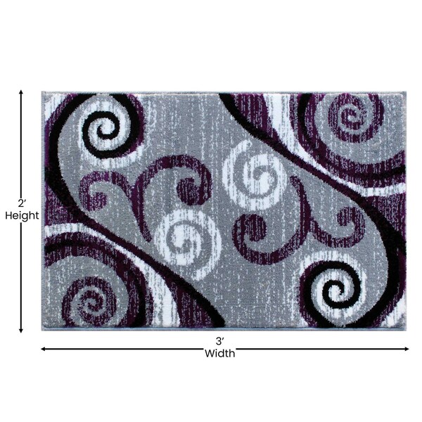 Flash Furniture Purple 2' x 3' Distressed Abstract Area Rug - OKR-RG1100-23-PU-GG