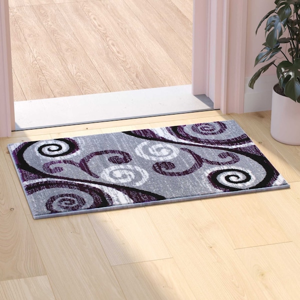 Flash Furniture Purple 2' x 3' Distressed Abstract Area Rug - OKR-RG1100-23-PU-GG