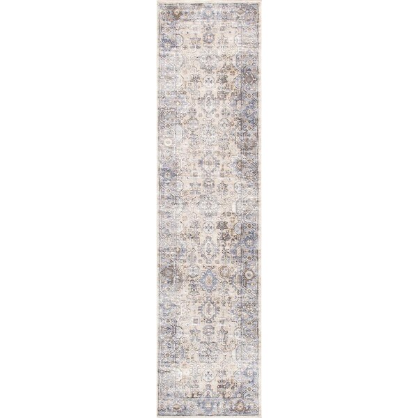 Pasargad Home 2 ft 6 in x 8 ft Amadeus Design Power Loom Runner Rug Ivory - PRC1022BB 2.06X8