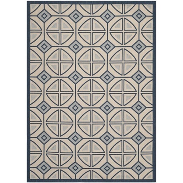 Safavieh 2 Ft. X 3 Ft. -7 In. Small Rectangle Indoor-Outdoor Courtyard- Beige And Navy- Power Loomed Rug - CY7017-258-2