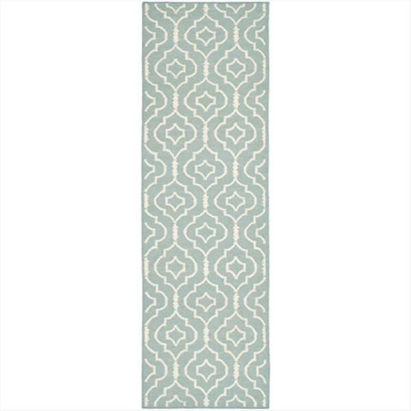 Safavieh 2 Ft. - 6 In. X 8 Ft. Runner- Contemporary Dhurries Light Blue And Ivory Flatweave Rug - DHU637C-28