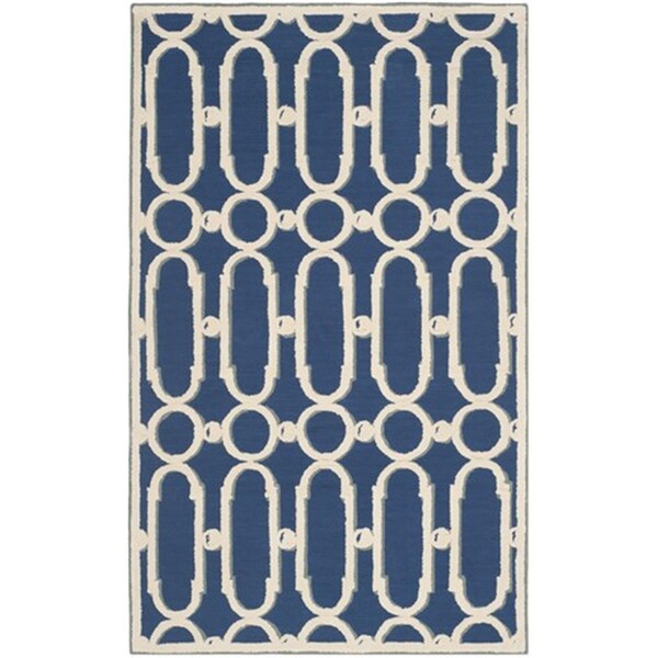 Safavieh Newport Hand Hooked Small Rectangle Rug- Royal Blue - White- 3 ft. 9 in. x 5 ft. 9 in. - NPT434C-4