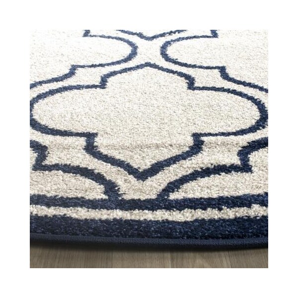 Safavieh 2 Ft.-6 In. X 4 Ft. Runner Indoor-Outdoor Amherst- Ivory And Navy Power Loomed Rug - AMT412M-24