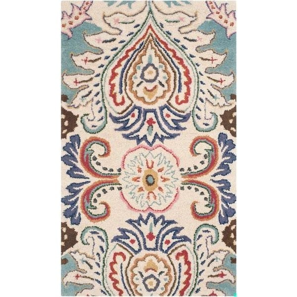 Safavieh Bella Hand Tufted Runner Rug- Ivory - Blue- 2 ft. 6 in. x 4 ft. - BEL118A-24