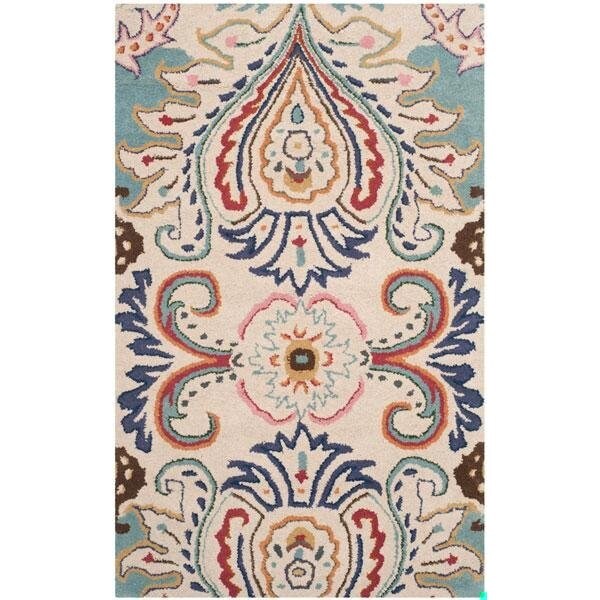 Safavieh Bella Hand Tufted Runner Rug- Ivory - Blue- 2 ft. 6 in. x 4 ft. - BEL118A-24