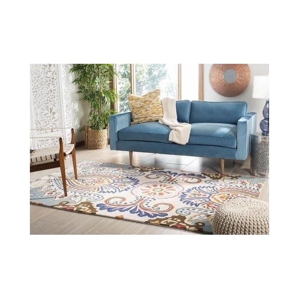 Safavieh Bella Hand Tufted Runner Rug- Ivory - Blue- 2 ft. 6 in. x 4 ft. - BEL118A-24