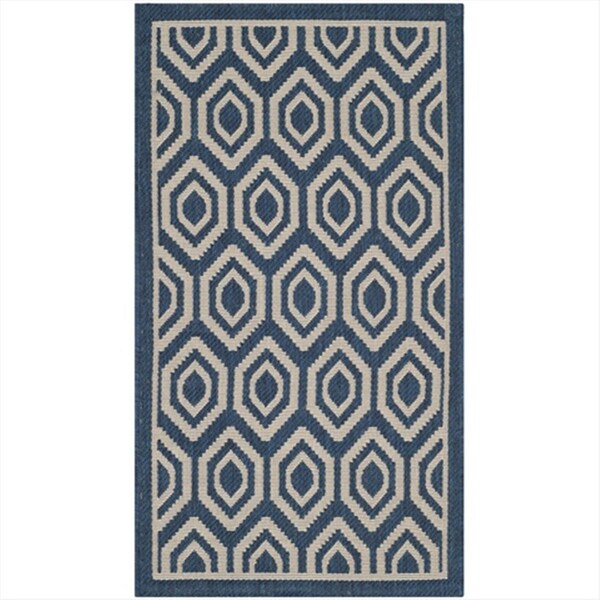 Safavieh 2 Ft. X 3 Ft. -7 In. Small Rectangle Indoor-Outdoor Courtyard- Navy And Beige- Power Loomed Rug - CY6902-268-2