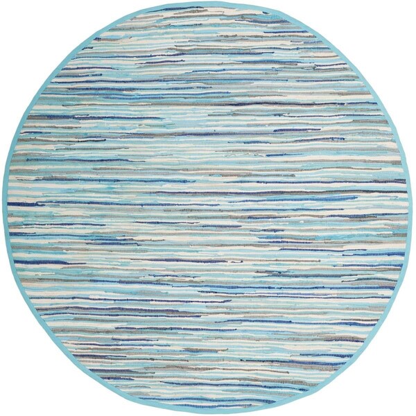 Safavieh Rag Rug Round Area Rug, Turquoise and Multicolor - 6 x 6 ft. - RAR129C-6R